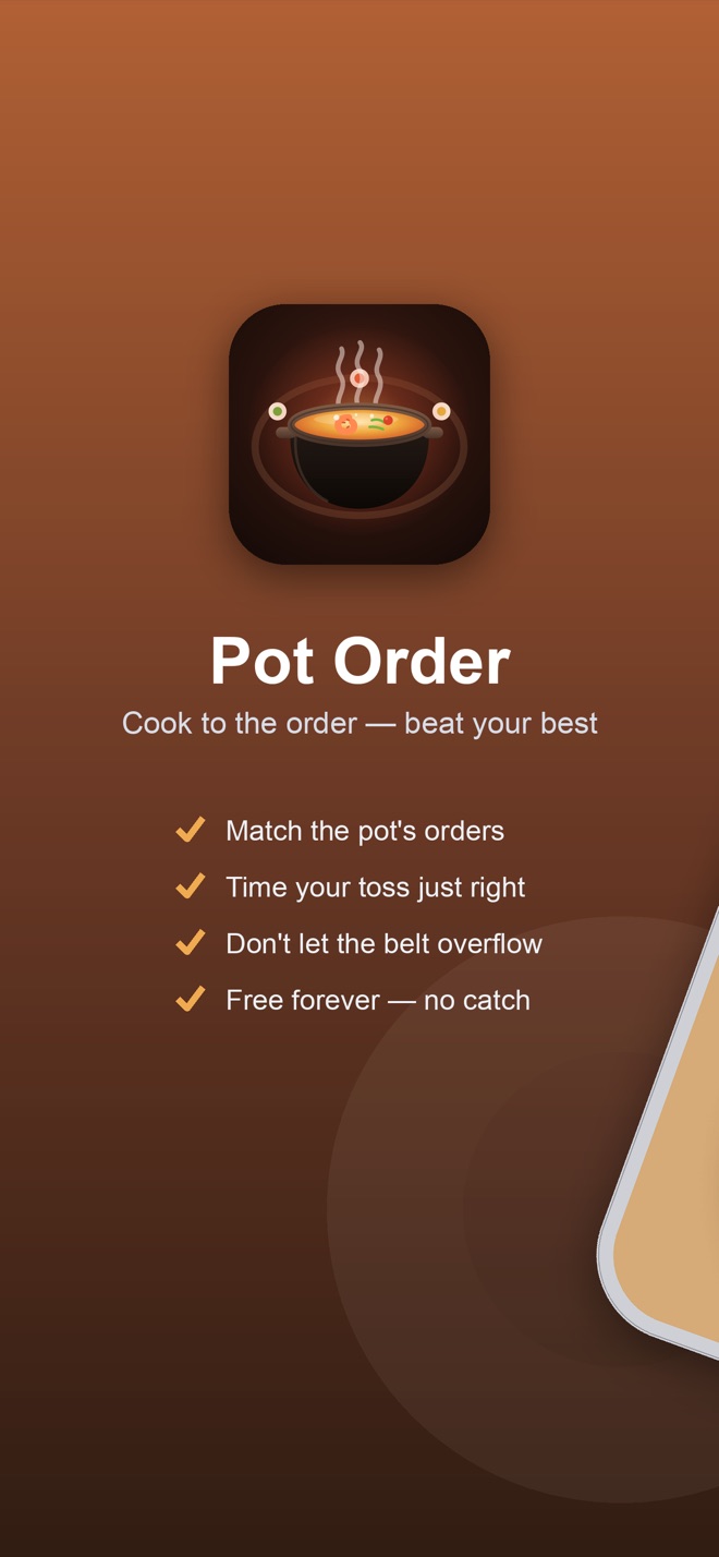 Pot Order title screen with Endless and Campaign modes