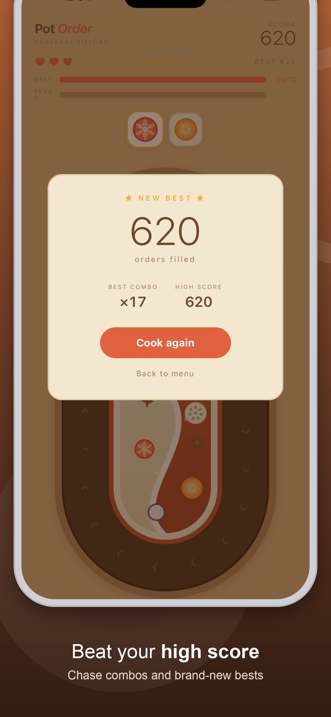 A new best score and combo streak